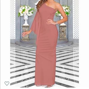 SOLD‼️Cape One Shoulder Evening Dress